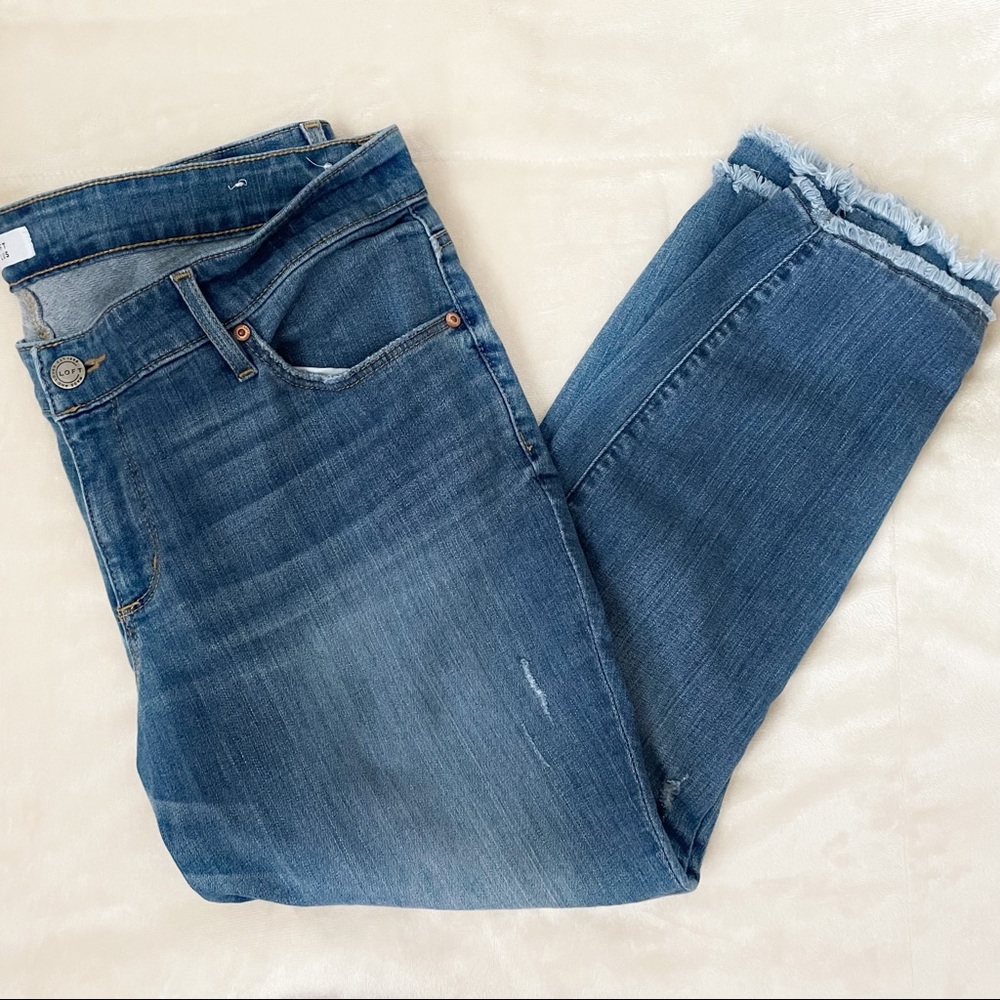 LOFT Modern Skinny Raw Hem Jeans Size 18